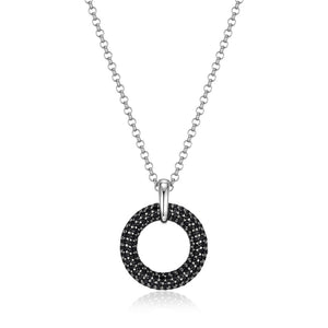 238424 Elle chaîne pendentif cercle cristaux noir