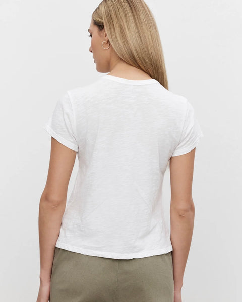 267015 Velvet t-shirt court col rond blanc