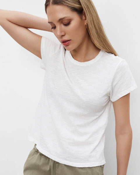 267015 Velvet t-shirt court col rond blanc