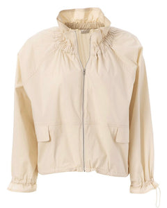 269815 JcSophie jacket court plissé au col beige