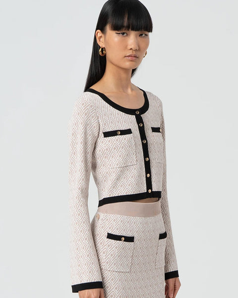 296915 FRACOMINA Cardigan beige et noir