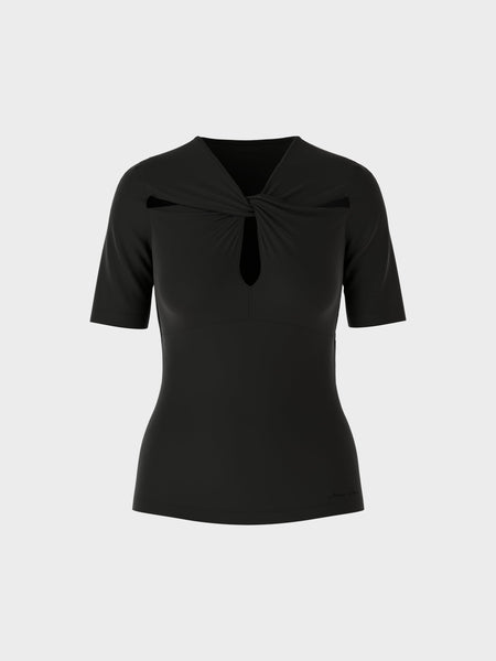 709014 Marccain chandail noir torsadé col