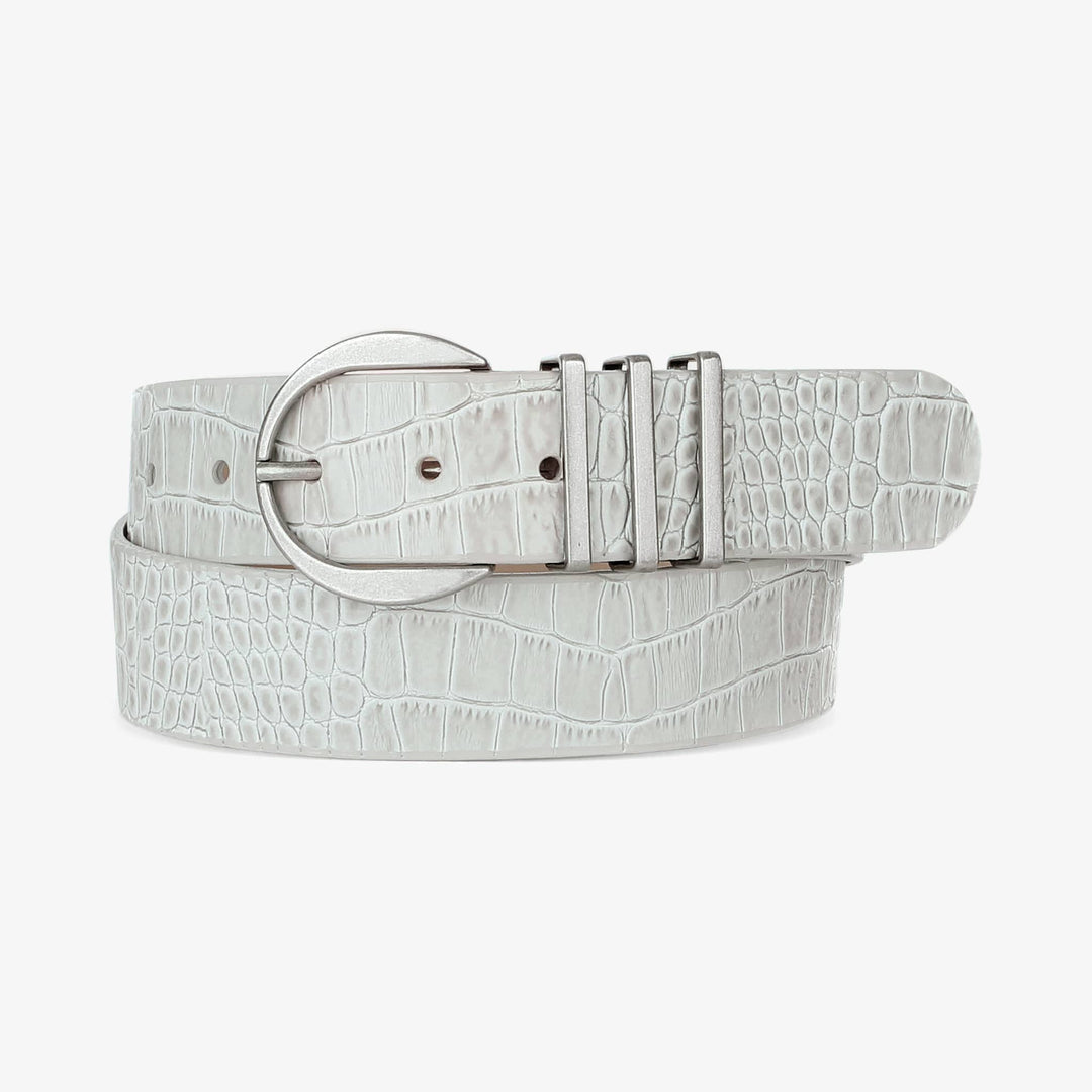 741514 Brave ceinture cuir effet reptile greige